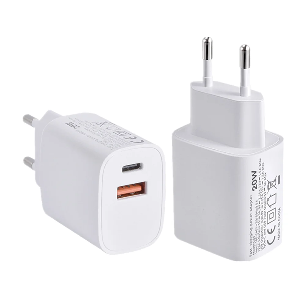 

PD 20W Charger Mobile Phone Charger Fast Charging Head Type-C + USB dual port US EU UK
