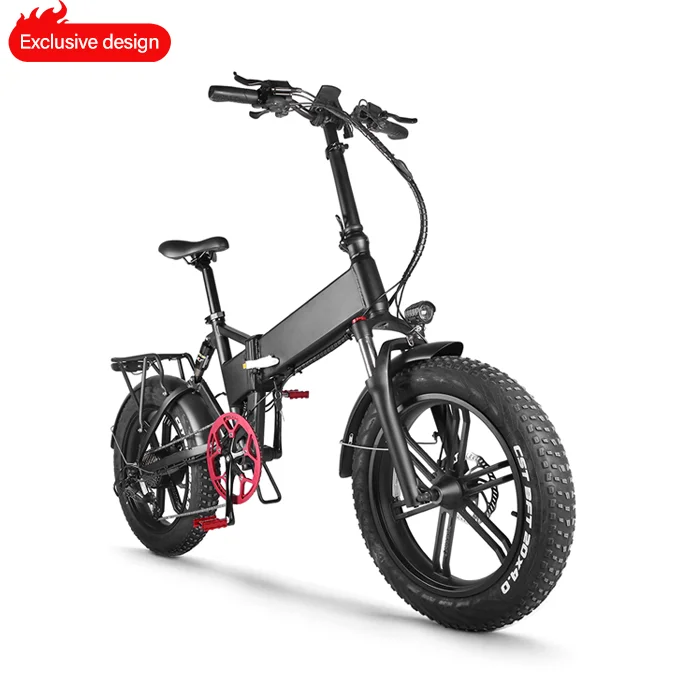 

Accolmile fat tire electric bike bafang motor 750w full suspension folding Electric Bicycle 20 inch 48v 17.5Ah battery ebike, Black