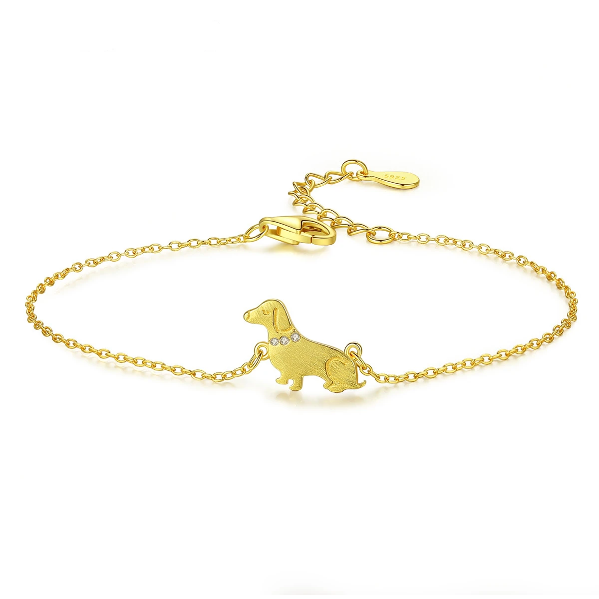 

Jewelry Lovely dog pet design bracelet in S925 sterling silver material 18k gold plated bracelet