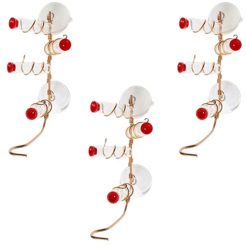 

Outdoor Hummingbird Bird Feeder Glass Tubes Hummingbird Feeder Base Bird Hanging Hummingbird Feeder for Home Backyard Decor, Gold