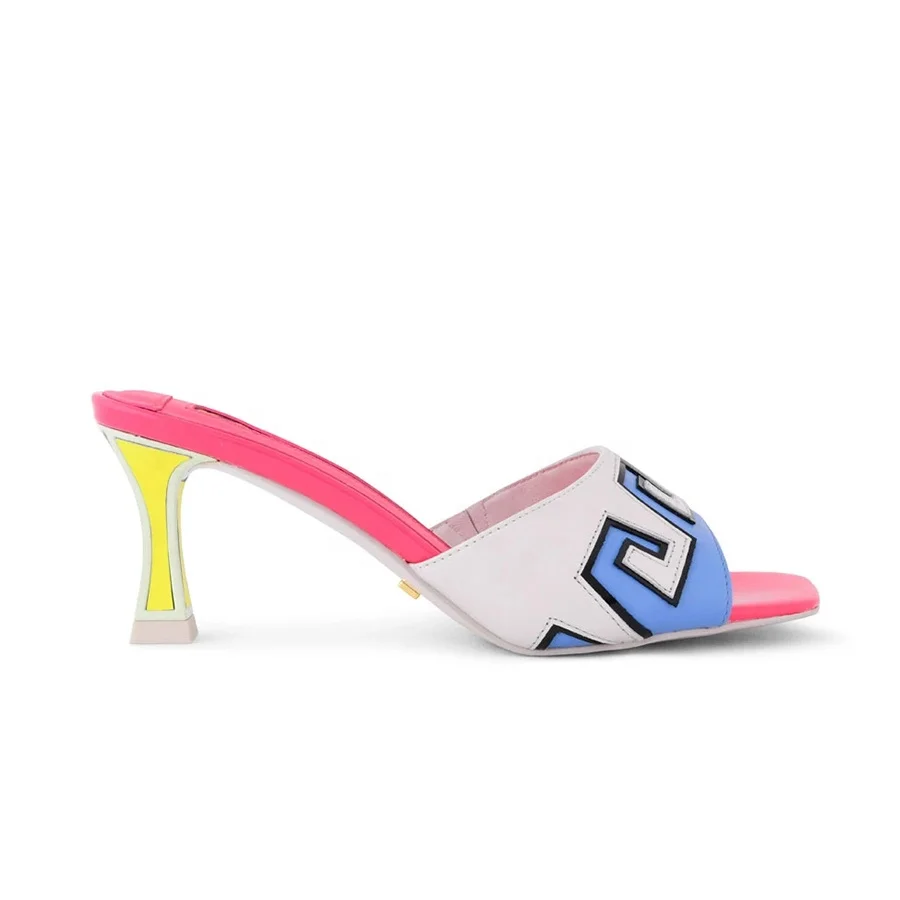 

Women slipper sandals heels fashion mid heel square toe mules shoes women 2020