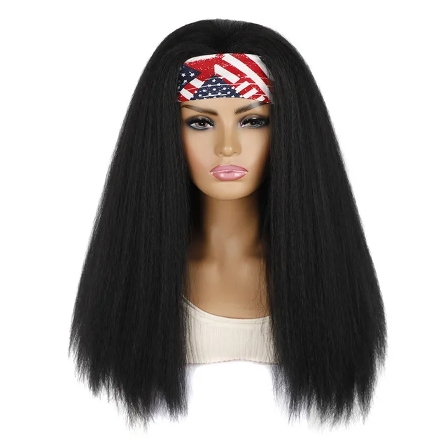 

30 Inch 40 Inchs Strigth Bod Adjustable Wig Grip Headband Kinkystraight Wig With Bang, Natural color,other color can be dyed