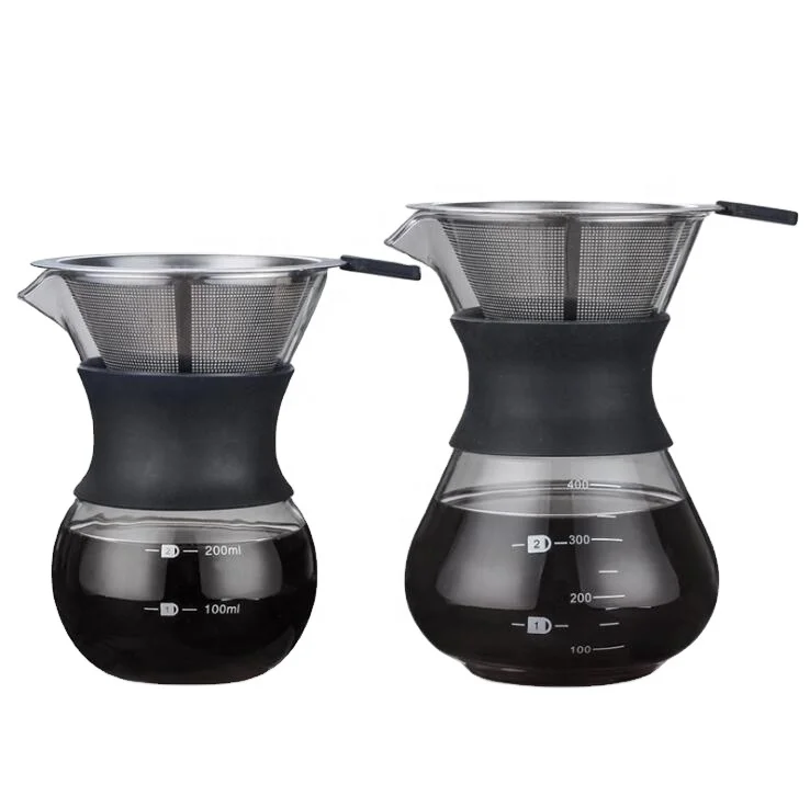 

High quality glass coffee pot with lid and handle Glass Coffee Maker With Silicone Sleeve, Customized