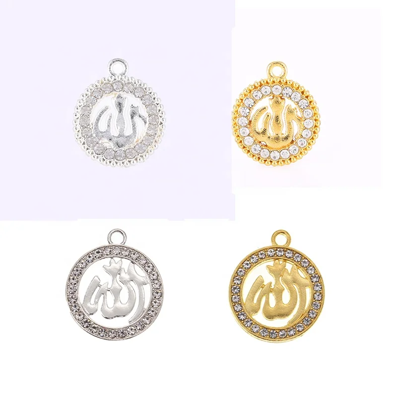 

Allah islamic craft charm chain Alloy silver gold plated rhinestone crystal islam angel baby pins charms pendant