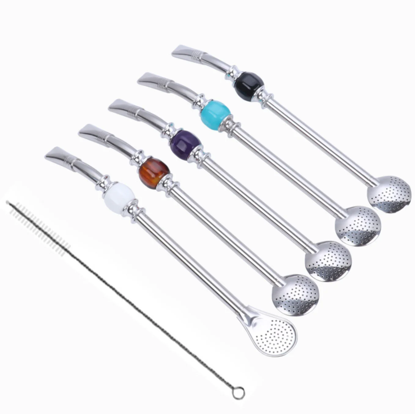 

Hot sale promotion wedding favor wedding bar gift coffee spoon soup spoon straws Mate tea infuser stirring stainless straw spoon, Colored