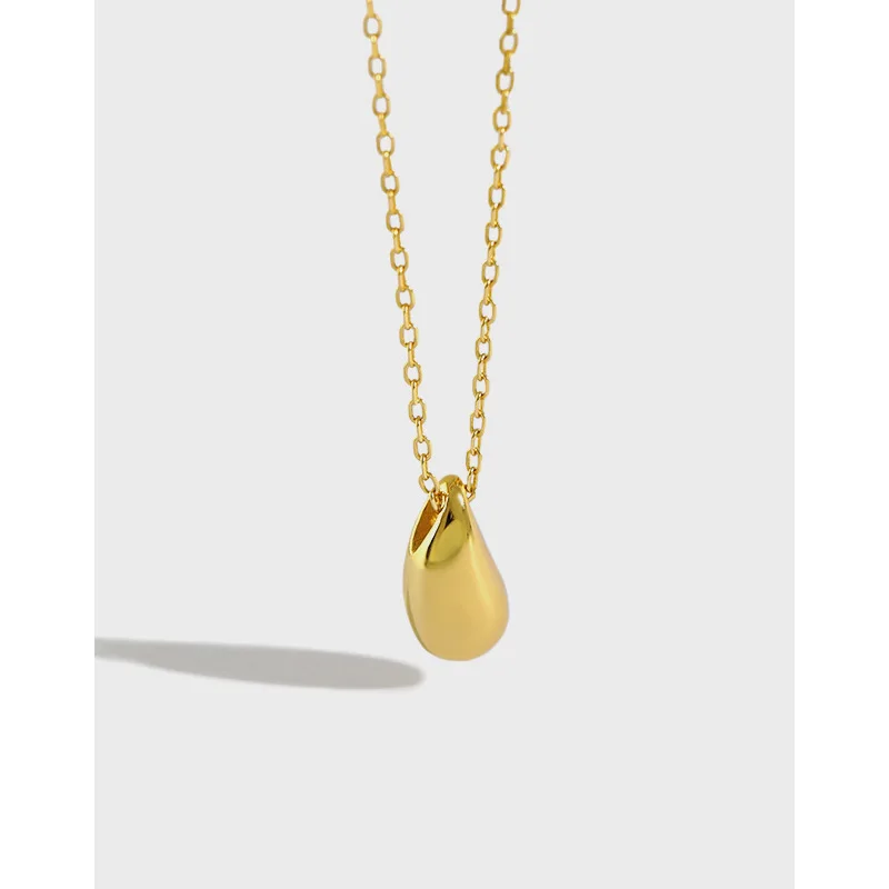 

925 Sterling Silver Plated Geomteric Teardrop Pendant Necklace 18K Gold Water Drop Necklace