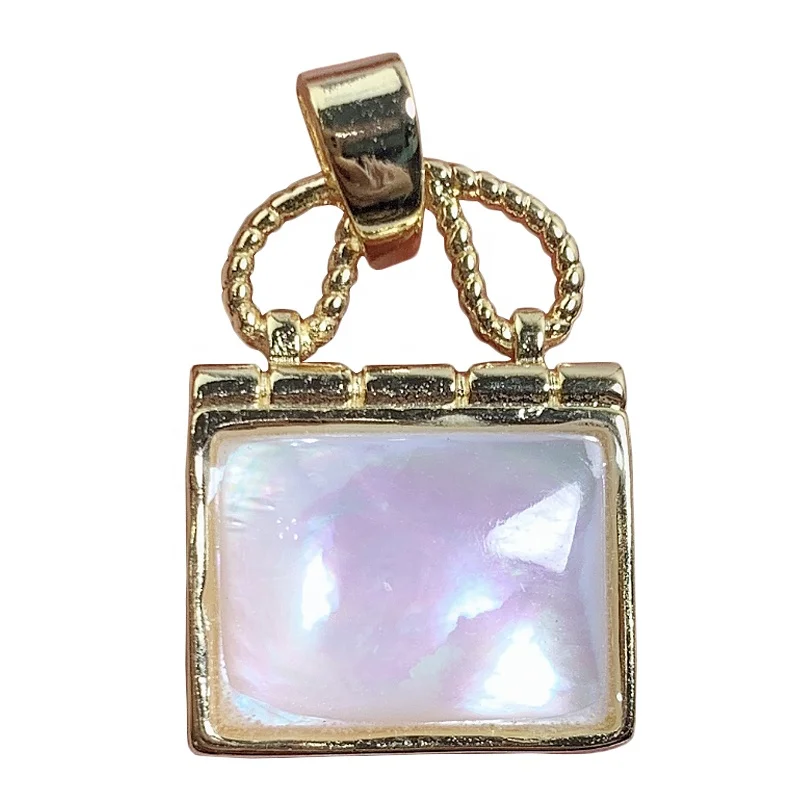 

Mother of pearl gold plated necklace pendant women diy jewelry accessories wholesale, White