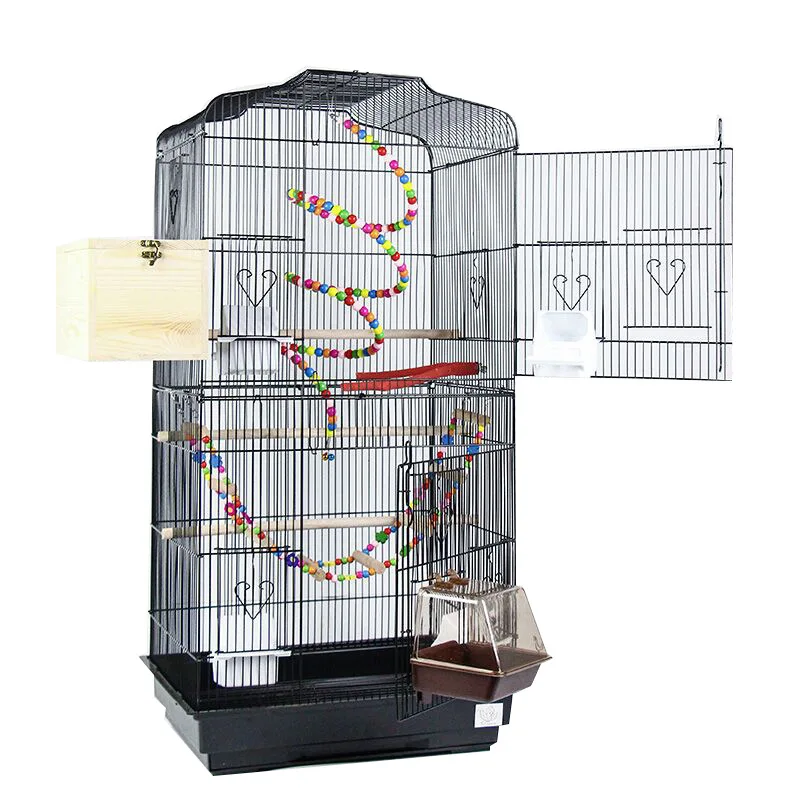 

Factory Wholesale Luxury Iron Wire 2 Layers Fancy Large Breeding Bird Cages Canary Parrot for Sale Birds, Black, white, blue, green, red, yellow