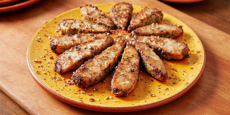 Close-up of blackened seared steak with crust detail