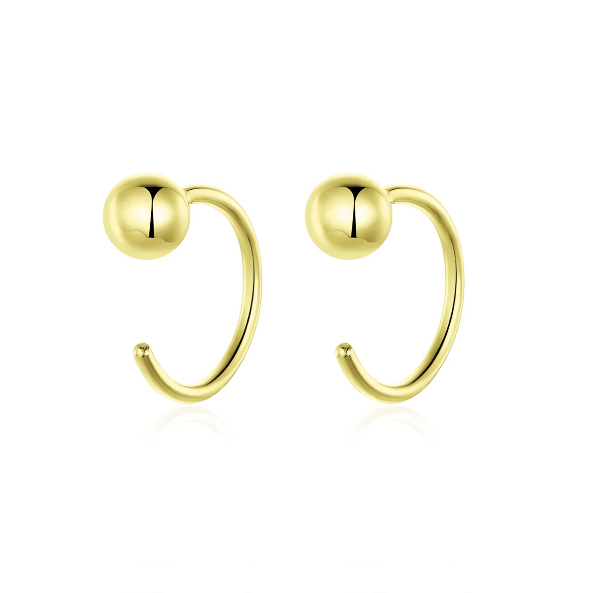 

gold plated tiny round bead silver hoop earring