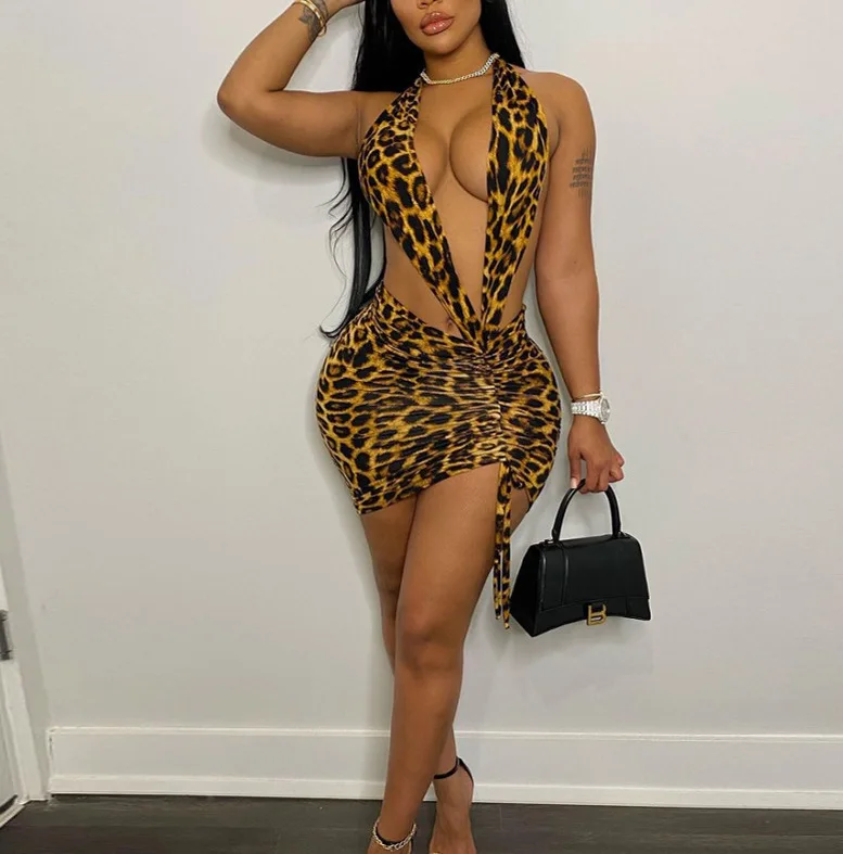 

2021 latest High-waisted sexy lady leopard print bikini split swimsuit