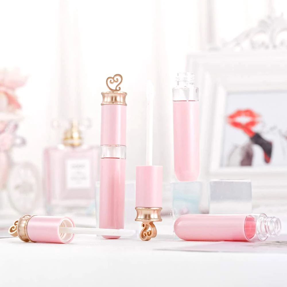 Laudtec 7ml Pink Empty Lip Gloss Tube With Brush Lips Gloss Container