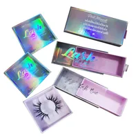 

Custom own brand mink eyelash packaging box slide drawer holographic paper Eyelash Packaging Box