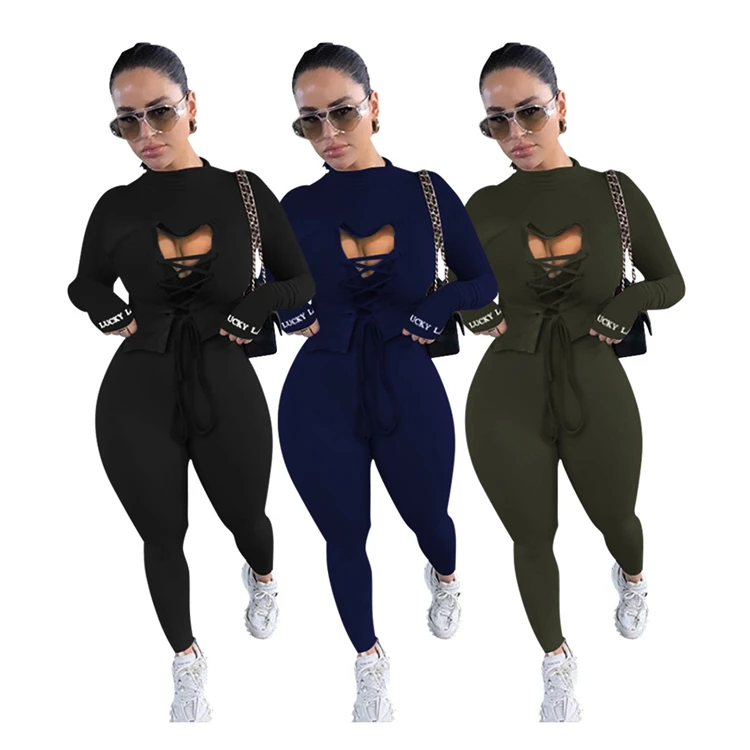 

D97075 2021 new arrivals Casual embroidery women Jogger Sets Fashion sexy jumpsuit 2 piece Women Clothing