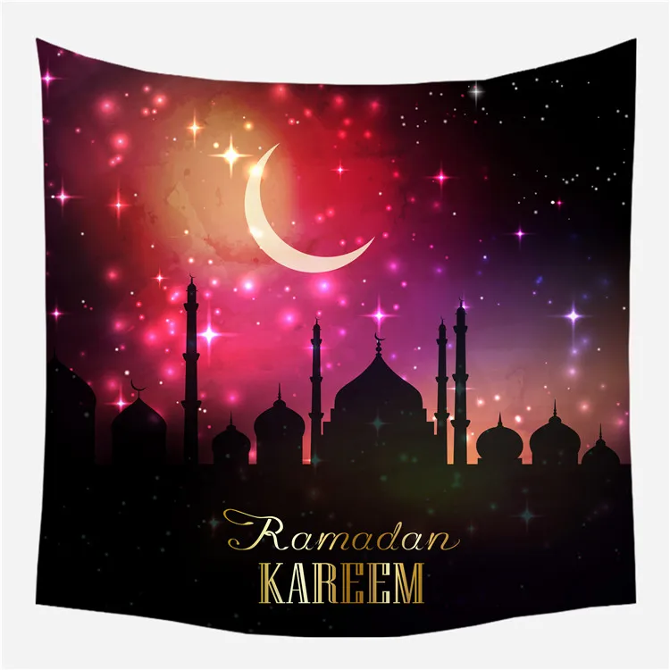 

Amazon hot selling tapestry , different Ramadan pattern background tapestry custom moon pattern tapestry wall decoration, Multi color