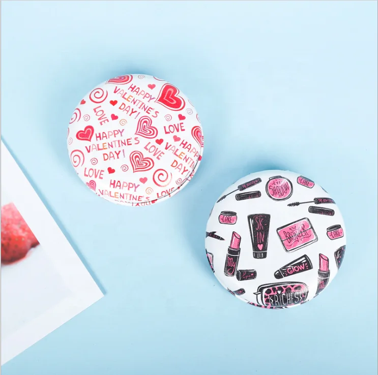 

Professional Double Side Pocket Mirror Makeup Tools Compact PU Round Cosmetic Mirrors, As picture