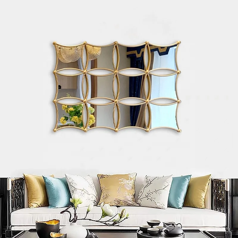 

Large Luxury Metal Mirror Wall Decoration Wholesale Dressing Bedroom Mirror, Gold