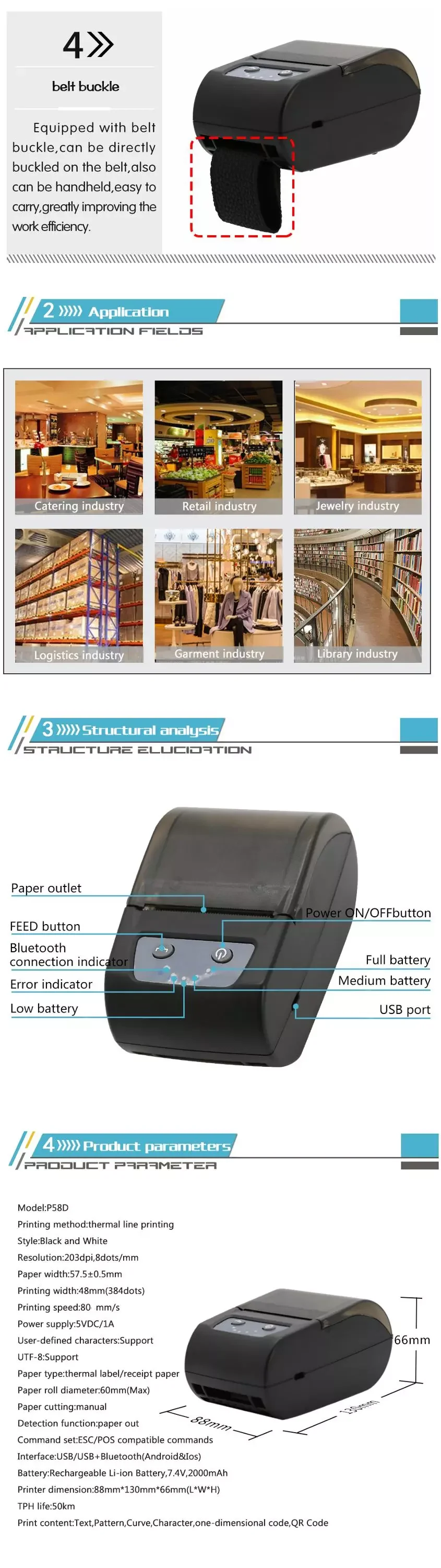 Goojprt P58d Wireless 58mm Thermal Receipt Label Printer - Buy Label ...