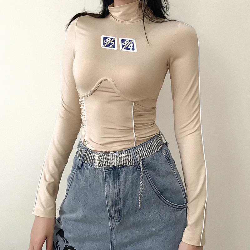 

2020 New Arrivals autumn fashion design stand collar casual women long sleeve tops