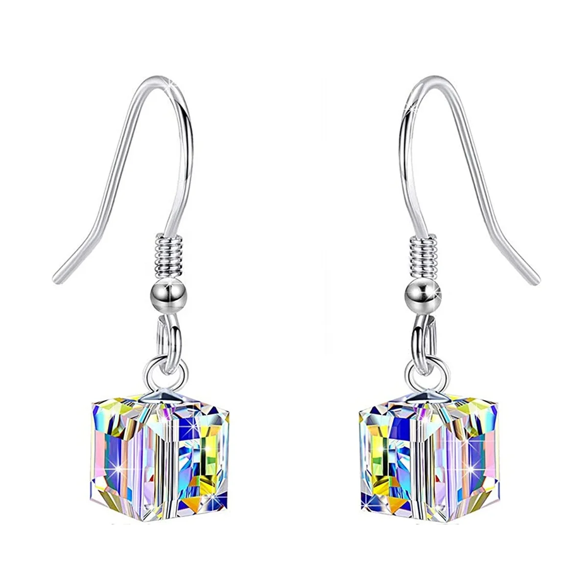 

925 sterling silver crystal bead hook earrings for girls with short hair for gift
