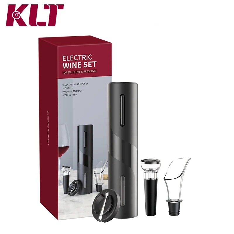 

2021 Black Electric Wine Opener Set Colorful Package Automatic Wine Corkscrew, Black or custom
