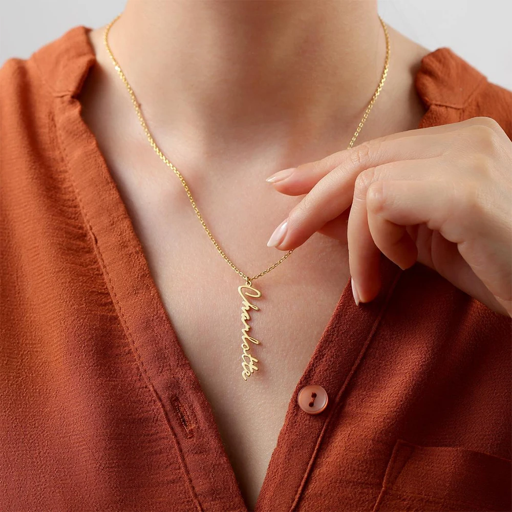 

eManco NEW Stainless Steel Custom Name Letter Pendant Necklace Letter Jewelry Gold Plated For Male Female Birthday Gift