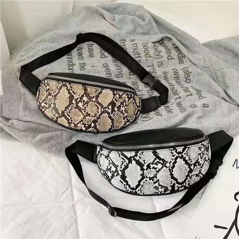 

2020 special Python print design young ladies Round shape Waist Bag for young ladies, More colors are available