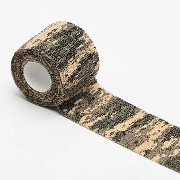 

2020 Huanwei Fashion Outdoor Camouflage Bandage Non Woven Self Adhesive Elastic Bandage Camouflage Adhesive Tape, As picture