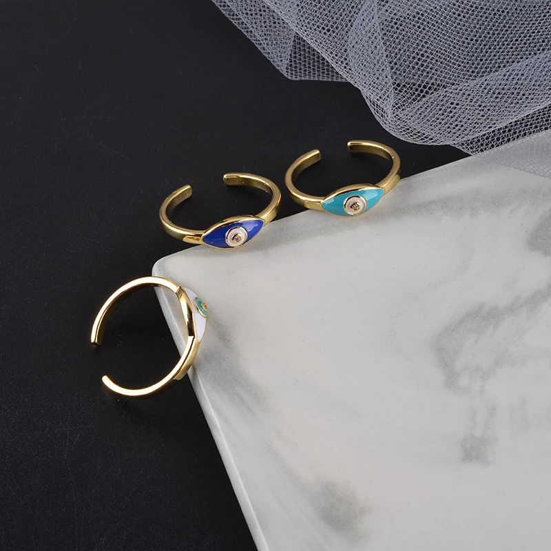 

Enamel ring of confidence romance evil-eye adjustable open engagement 2021 new arrivals eyes finger ring, Gold