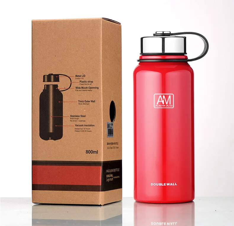 Stainless Steel Wide Mouth Thermos Water Bottle Flask custom sport 610ml 800ml 1100ml double wall vacuum flask