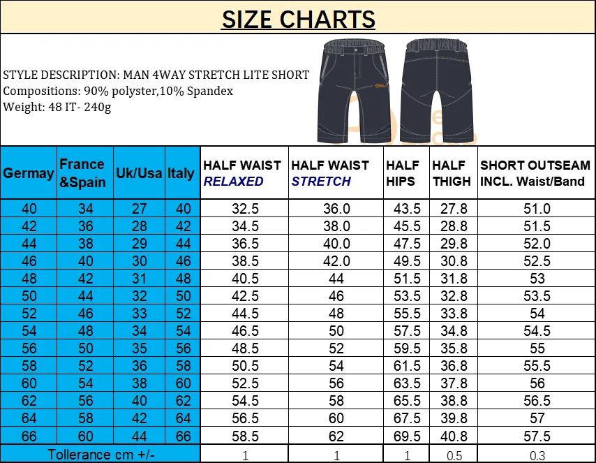 男短裤尺码对照表图片