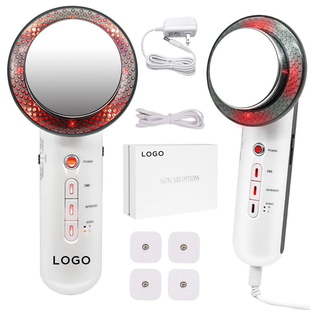 

Portable beauty device ultrasonic cavitation body weight loss ems face slimming machine, White