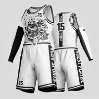 

Custom high quality dye sublimated youth basketball wear jersey uniform men white and black color set for sale