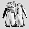 Custom high quality dye sublimated youth basketball wear jersey uniform men white and black color set for sale