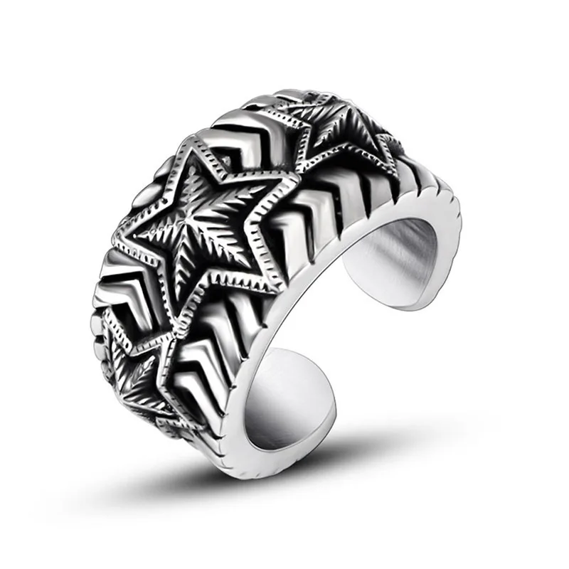 

Dongguan stainless pentagram characteristic wide surface ring