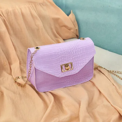 

B-046 2020 new style stone crocodile chain small square bag diagonal cross mobile phone china bags for female, 6 colors