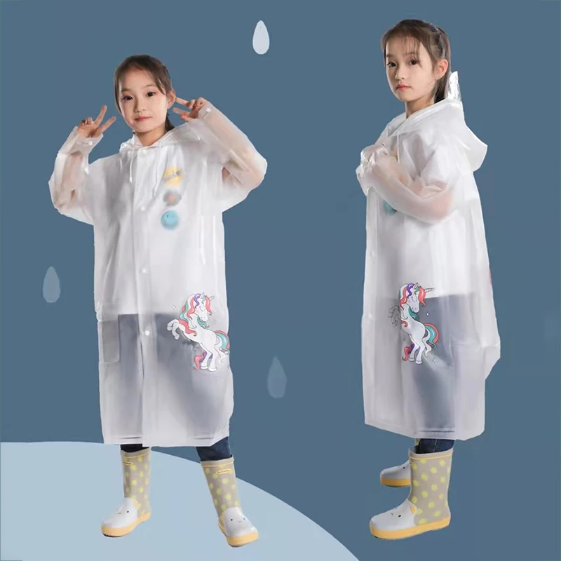 

New Arrived Reusable Kids Raincoat Cartoon Rainwear EVA Cute Children Raincoat For Kids Waterproof, Pink,yellow,blue,green