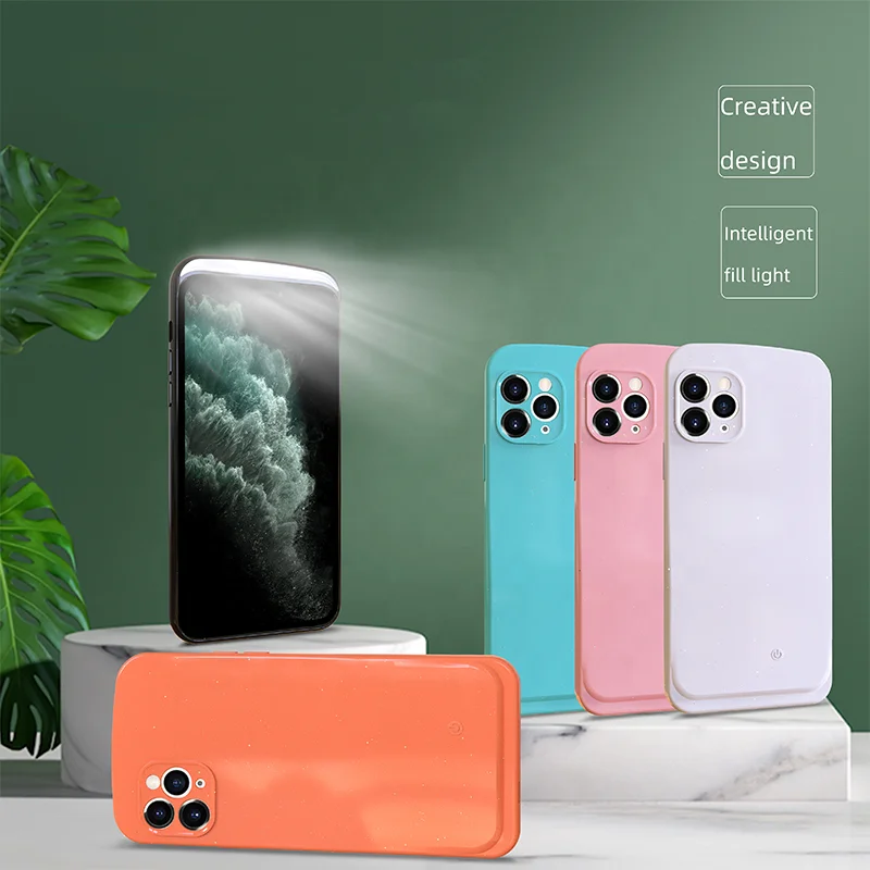 

Free Sample LED Ring Flash Selfie Light Portable Mobile Phone Case for iPhone 12 12 Pro for Huawei for Samsung Beauty Cover, Multi-color, can be customized