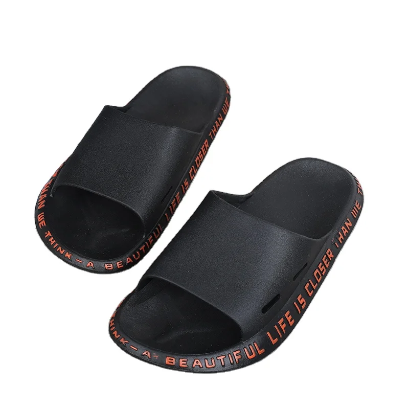 

New Arrival Letter Design Slippers Outdoor Casual Men Slippers and Indoor Slippers, Black