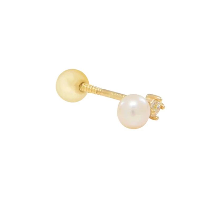 

Mini pearl 925 silver jewelry gold plated ball stud earrings women jewelries, Gold/white