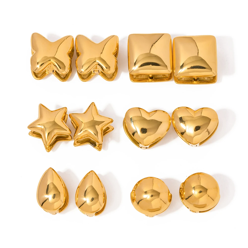 J&D Fashion Gold Plated Luxury Earrings Women Irregular Heart Star Shape Ear Cuff Stud Earrings Set