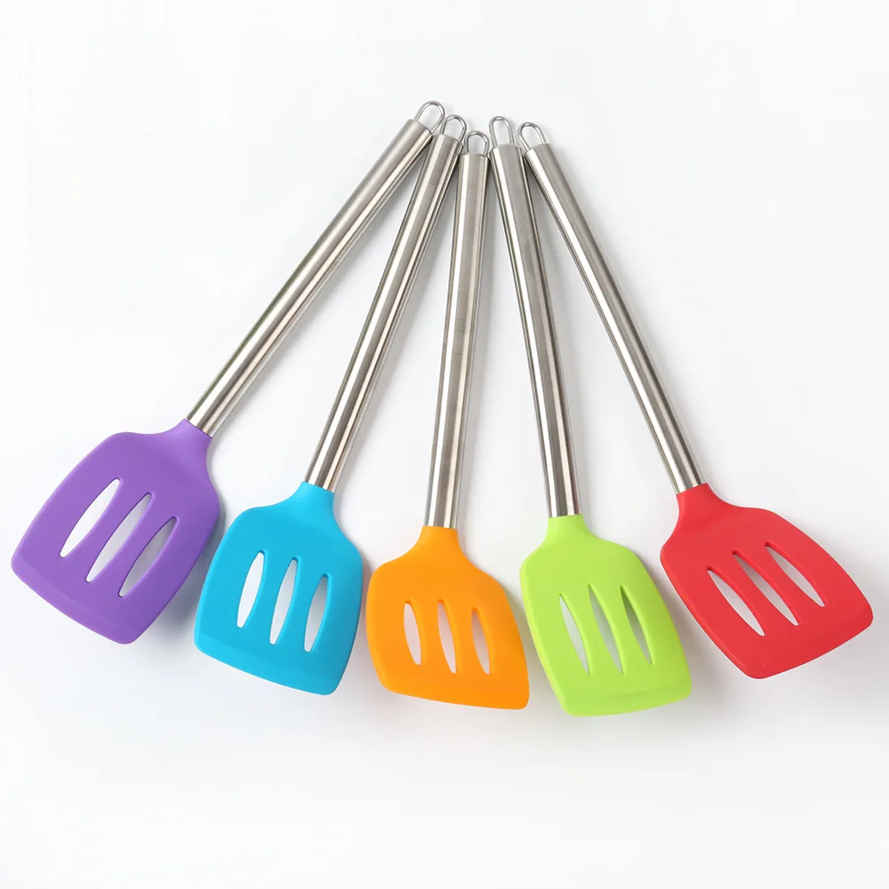 

High Quality Modern Non-stick Stainless Steel Handle Turner For Kitchen cooking tools Silicone Spatula leakage shovel