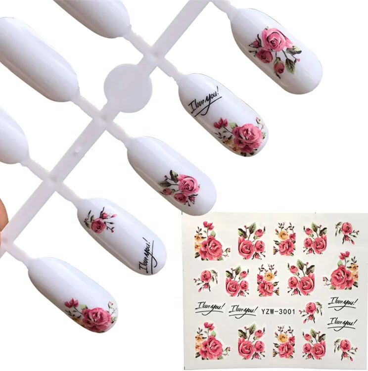 

Rose flower Water Transfer Manicure Nail Stickers for Nail Art Decoration