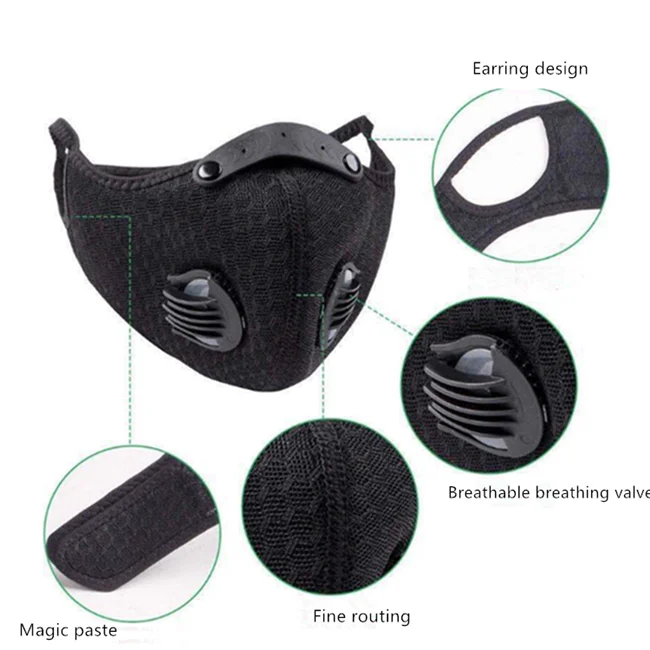 Dust maskes with Filter 2 Valves,Replaceable Activated Carbon Filters Maskes Sports Face Maskes for Running, Cycling, Motorbikes - KingCare | KingCare.net