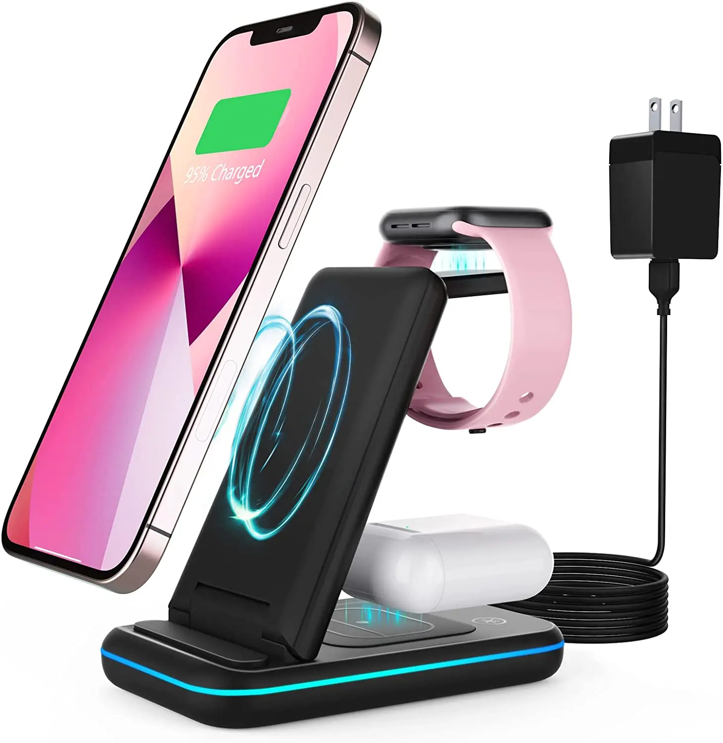 

15W 3 in 1 Charging Station Foldable Wireless Charger Compatible with iPhone 13/Airpods PRO/iWatch