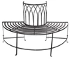 Nostalgia style Garden 1/2 Round Tree Bench with Wrought Iron Antique Black color