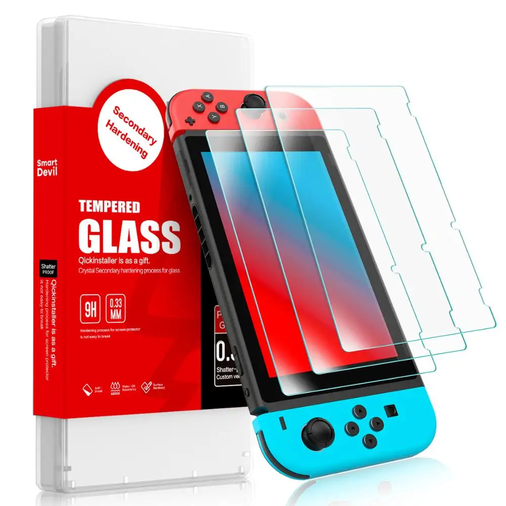 

Amazon Bestseller 2.5D 0.33mm 9H Clear Tempered Glass Game Player Screen Protector for Nintendo Switch