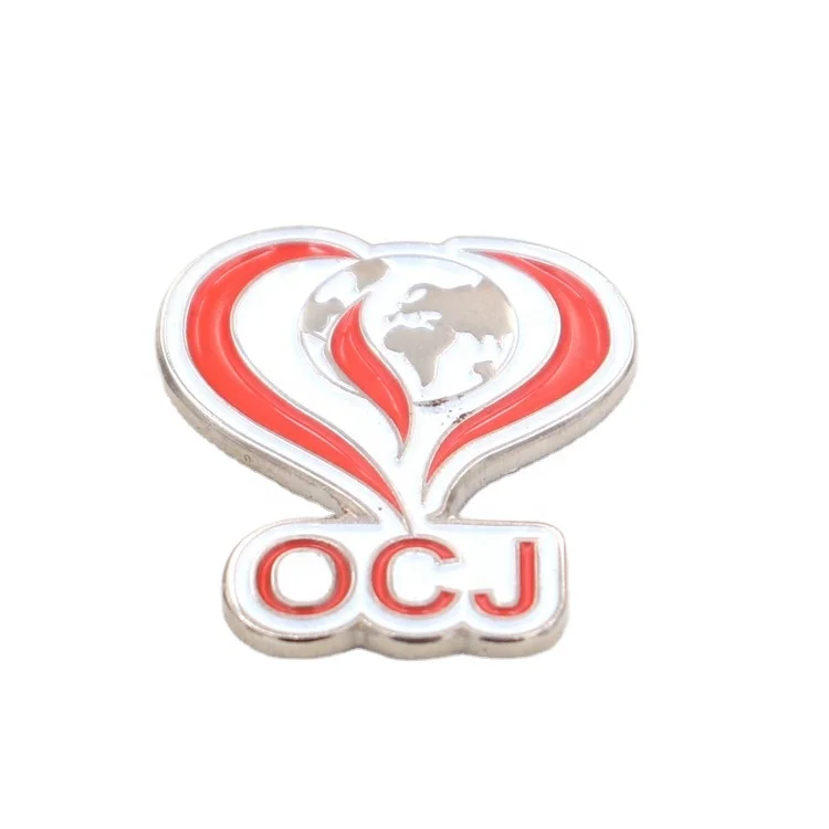 

Make Cartoon shape Cut red Heart And Earth Souvenir Brooch Quality College Design Style soft enamel, Patone color (custom color)