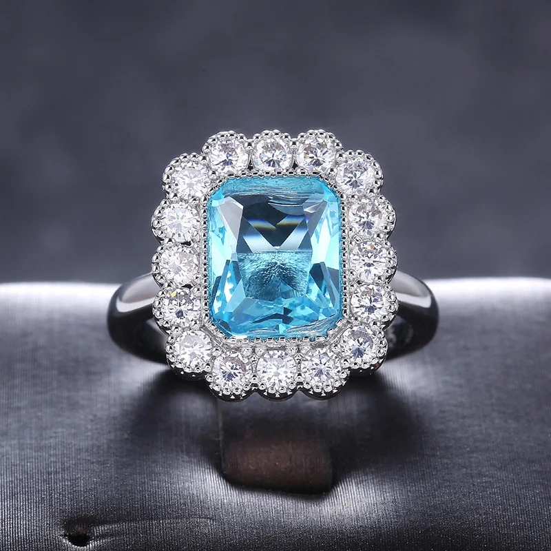 

New Trendy Women Wedding Party Finger Rings Bright Light Blue Crystal Graceful Bridal Marriage Ring Jewelry, Picture shows