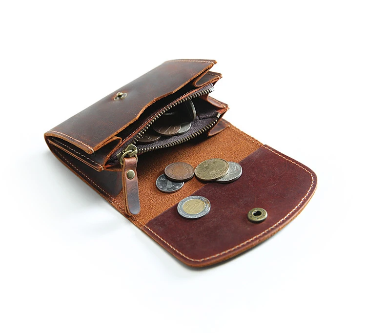 

Short genuine Leather really leather Wallets, Brown / black / dark coffee customized